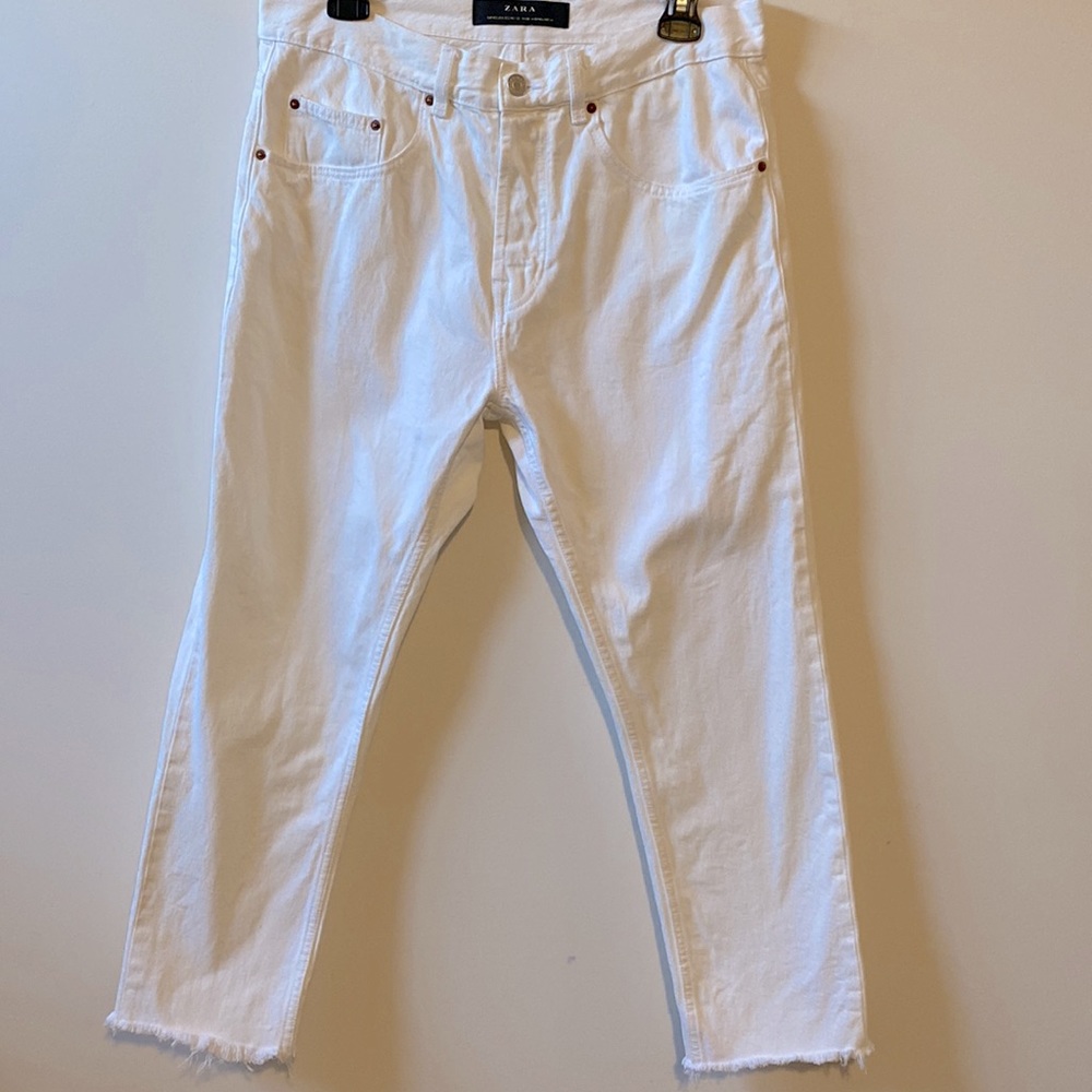 Zara High Rise White Jeans